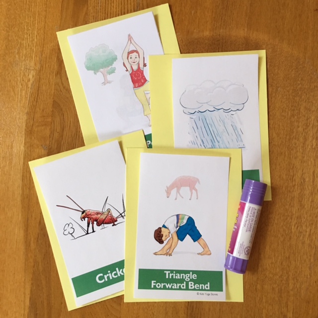 Garden Yoga Cards for Kids glued | Kids Yoga Stories