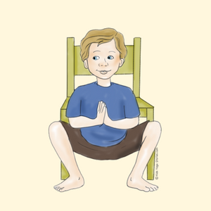 Squat Pose next to a chair | Kids Yoga Stories