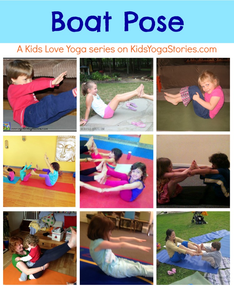 Pictures of children around the world practicing Boat Pose >> Kids Love Yoga series on Kids Yoga Stories