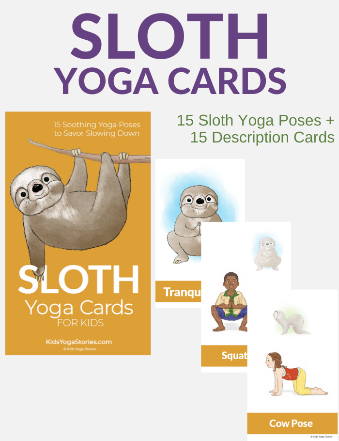 sloth yoga cards for kids | Kids Yoga Stories