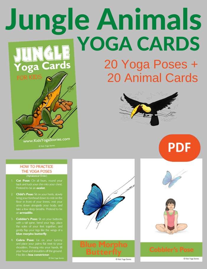 Jungle Animals Yoga Cards for Kids PDF Download Image