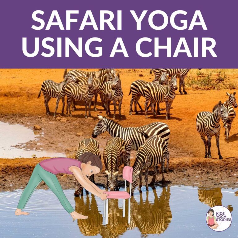 5 Safari Animals Yoga Poses Using a Chair (+ Printable Poster)