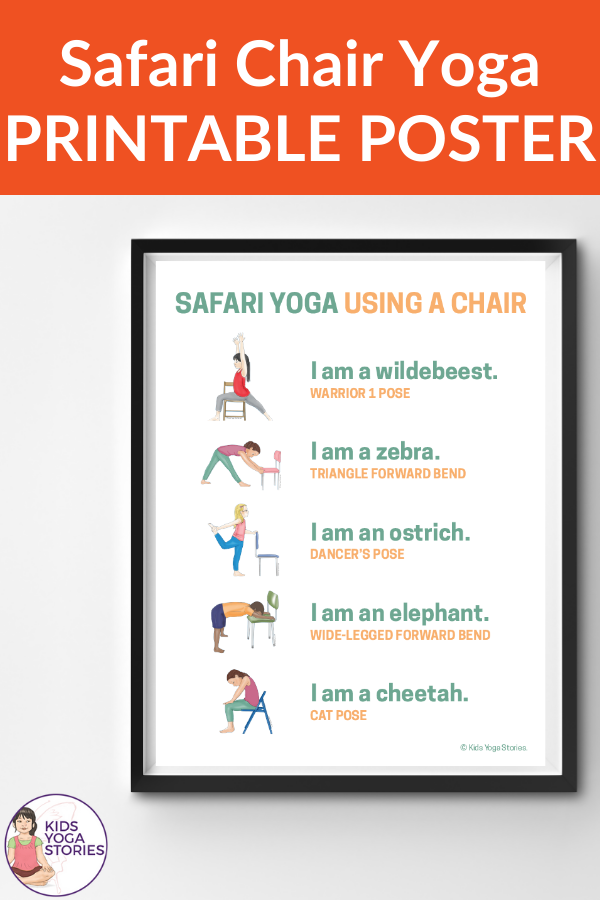 Safari Animals Chair Yoga Poster | Kids Yoga Stories