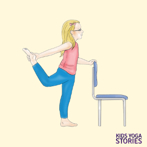 Dancer Pose using a chair | Kids Yoga Stories