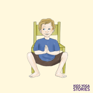 Squat pose with a chair | Kids Yoga Stories