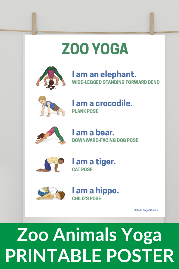 free yoga printables for kids, zoo yoga poses for kids | Kids Yoga Stories