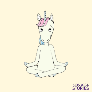 unicorn yoga poses, easy pose | Kids Yoga Stories