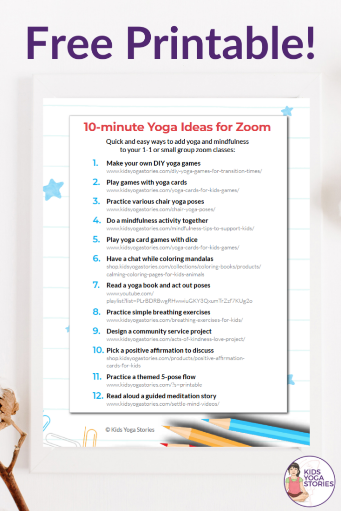 10 minute yoga ideas for distance learning or Zoom classrooms | Kids Yoga Stories