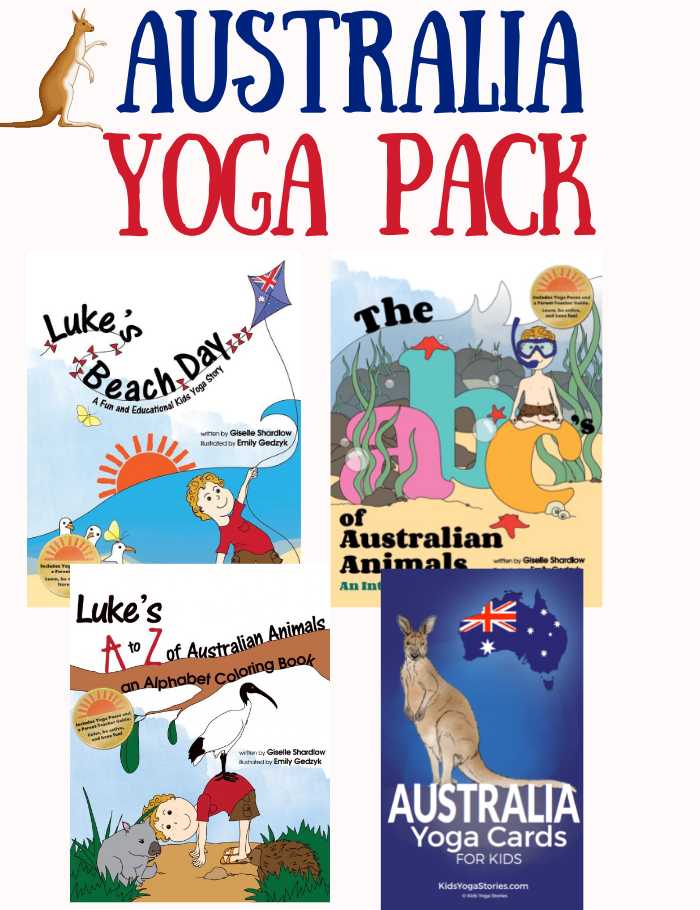 Australia Yoga Pack: yoga books and yoga cards for kids to learn about Australia | Kids Yoga Stories