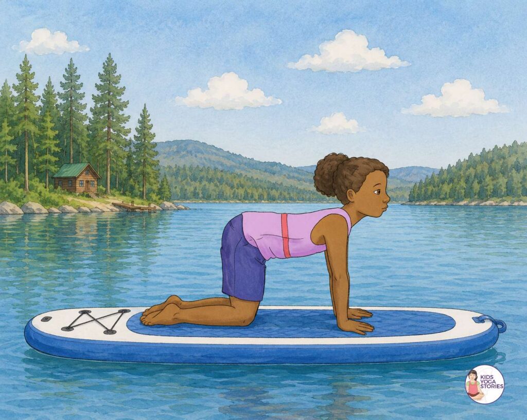 Table Top Pose on a paddleboard | Kids Yoga Stories
