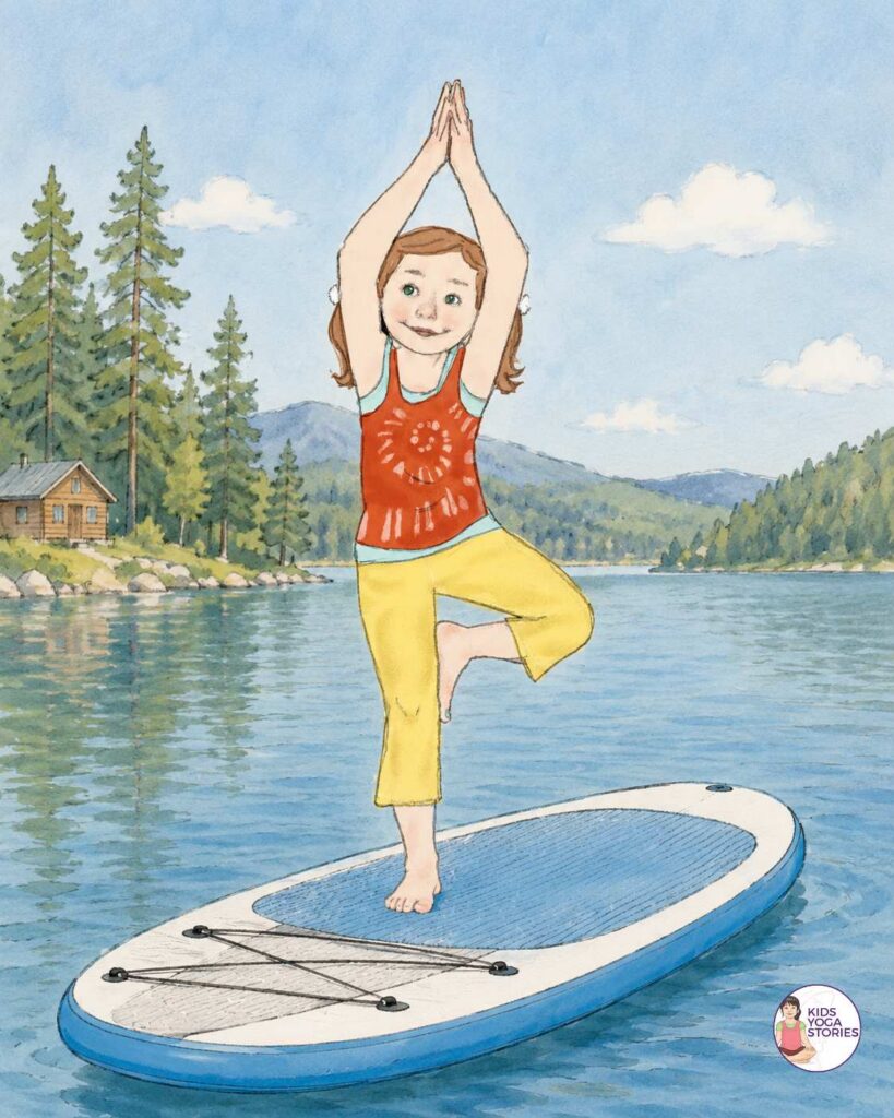 Tree Pose on a paddleboard | Kids Yoga Stories